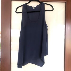Joie Silk Navy Asymmetrical Hem Tank Cami